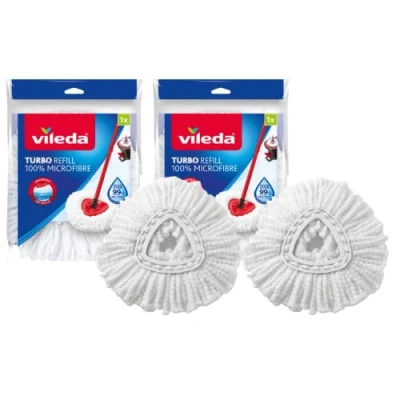Image of Vileda Turbo Spin Mop Refill, Pack of 2 Head Replacements, Fits all Mops, Authentic