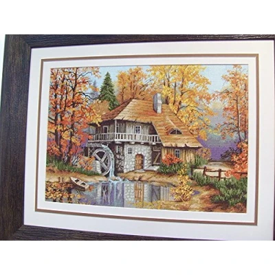 Image of Lakeside Watermill Cross Stitch Kits, 14ct,27x18.5inch, 370x260 aida Counted Kits