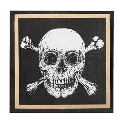 Image of Boland Pirate Party Napkins Pack of 20, 33 x cm Biodegradable Paper for Birthday and Theme Parties