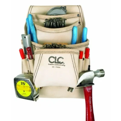 Image of Custom Leathercraft CLC 179354 Carpenter&#039;s Nail and Tool Bag Reversed Top Grain, 10 Pocket