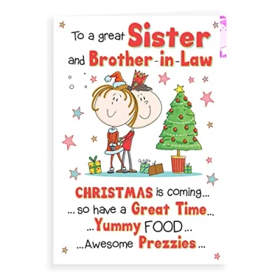 Image of Piccadilly Greetings Regal Publishing Humour Christmas Card Sister &amp; Brother in Law 9 x 6 inches