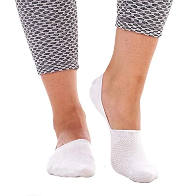 Image of Soxy Bamboo Invisible Socks 6 Pack Ladies Premium No Show Casual Low Cut for Women with Non Slip Grip Liner White UK Size 4