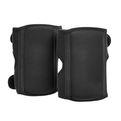 Image of Amazon Basics Comfortable Over/Under Knee Pads for Work with Adjustable Protection, 21.6cm, One Size, 1 pair, 2 Count, Black (Previously AmazonCommercial brand)