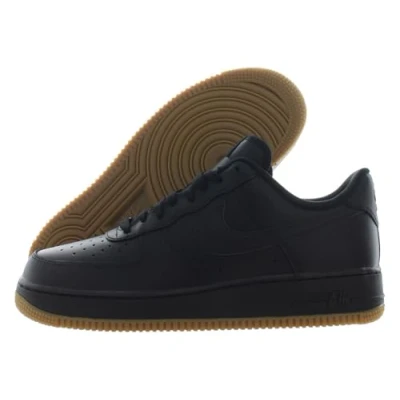Image of Nike Air Force 1 Low Basketball Shoe, Black/Black Gum Light Brown, 10 UK