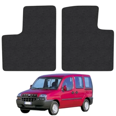 Image of Carpet Floor Mats for the Fiat Doblo (2001 2010) Custom Van Accessory Tailored fit, Granulated Anti Slip Layer &amp; Black Binding