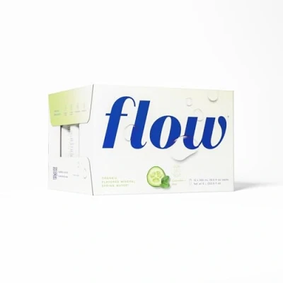 Image of Flow Alkaline Spring Water, Organic Cucumber + Mint, 100% Natural Water pH 8.1, Electrolytes Essential Minerals, Eco Friendly Pack, Recyclable, BPA Free, Non GMO, Pack of 12 x 500ml