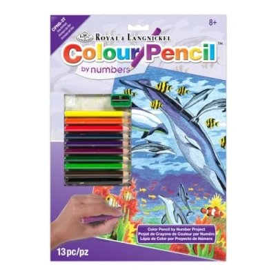 Image of Royal &amp; Langnickel Colour Pencil by Numbers Sea Animals Designed Painting Set