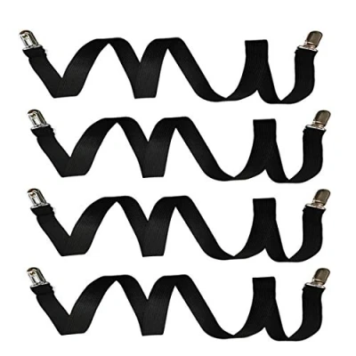 Image of Auivguiv Bed Sheet Clips Straps Adjustable Long fitted Suspenders,Hold In Place Firmly,Fit for Single,King,Queen Mattress (Black)