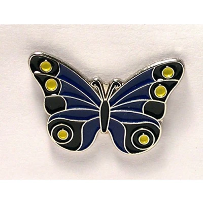 Image of Metal Enamel Pin Badge Brooch Butterfly Blue &amp; Yellow (25mm)