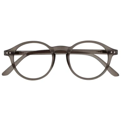 Image of OPULIZE REY Reading Glasses Retro Round Frame Matt Grey Mens Womens Spring Hinges R56 7 +1.00