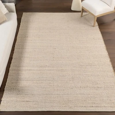 Image of nuLOOM 3x4 Elfriede Jute &amp; Cotton Hand Woven Area Rug, Natural, Solid Rustic Farmhouse Style, Weaved Design, Natural Fiber, For Bedroom, Living Room, Dining Hallway, Office, Entryway