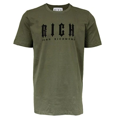 Image of John Richmond T Shirt Over Rocks (Large) Green, Black