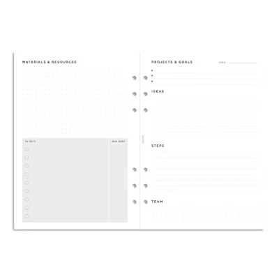 Image of Filofax Organizer Refill, A5 Size, Project Management Pack, White Paper, 8.26&quot; x 5.82&quot;, 56 Sheets (B132685)