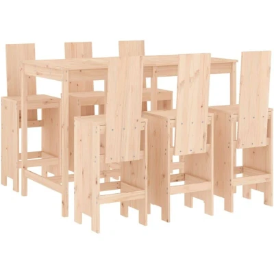 Image of vidaXL 7 Piece Garden Bar Set Solid Wood Pine