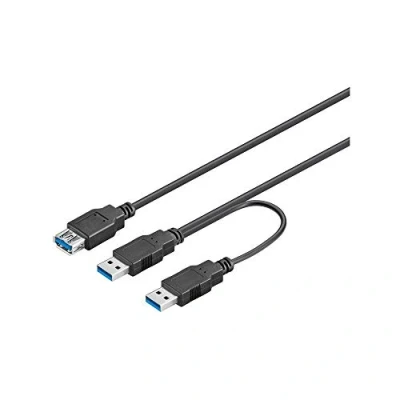 Image of Goobay 95749 USB 3.0 Dual Power Superspeed Cable, Black, 0.3m Length