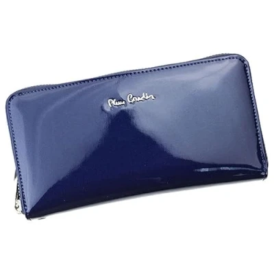 Image of Pierre Cardin Women&#039;s Wallet Made from 100% Genuine Natural Leather Pencil Type Design Zipped Change Pocket Card Slots Comfortable Functional Modern Colour Blue
