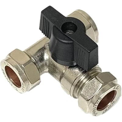 Image of hep® 15mm Large Bore Tee Isolation Valve Chrome Plated Full Flow with Thumb Turn Lever 1/4&quot; Trun