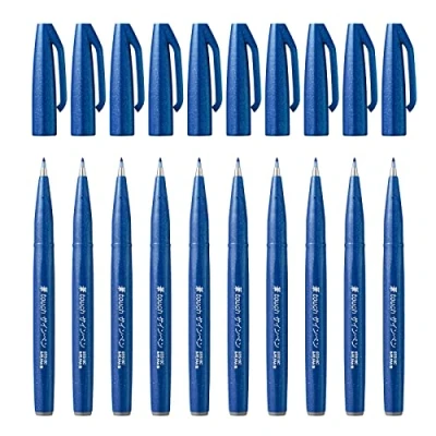 Image of Pentel Brush Sign Pen Blue (Pack of 10)