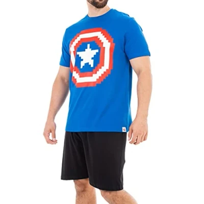 Image of Marvel Mens Captain America Pyjamas Blue Size Medium