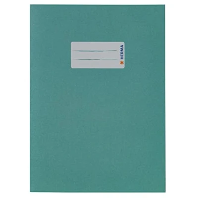 Image of HERMA 5517 Paper Notebook Covers DIN A5 with Labelling Field Made from Strong Recycled and Rich Colours Set of 10 Exercise Book Protectors for School Books Turquoise
