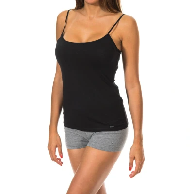 Image of Janira Womens DAY COTTON thin strap T shirt with round neckline 1045044 woman Black Size Large