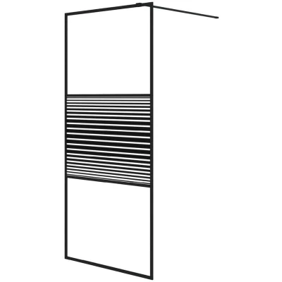 Image of vidaXL Walk in Shower Wall Black 90x195 cm Clear ESG Glass