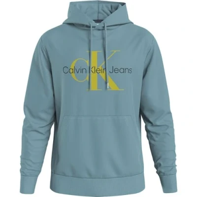 Image of Calvin Klein Jeans Men&#039;s Seasonal MONOLOGO Regular Hoodie J30J320805, Goblin Blue, XS