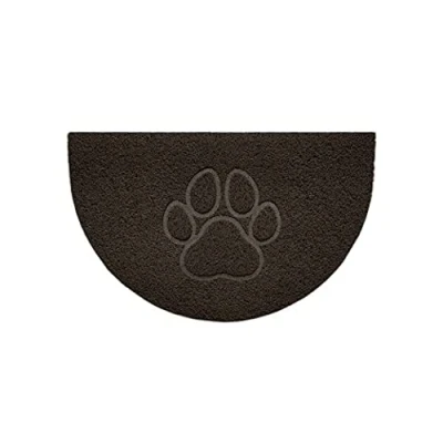 Image of Nicoman Embossed Halfmoon Half Circle Door Mat Dirt Trapper Jet Washable Doormat 70x44cm (Brown, PAW Shape) Use Indoor or Sheltered Outdoor