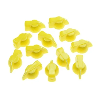 Image of Dopro Pack of 12 Flat Top Guitar Chicken Head Knob AMP Effect pointer Yellow