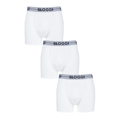 Image of 3 Pack White Go Soft Waistband Comfort Cotton Longer Leg Boxer Shorts Men&#039;s 40 Mens Sloggi