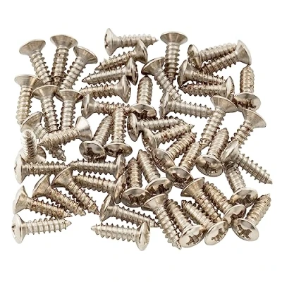 Image of Musiclily 3x12mm Guitar Bass Pickguard Screws Scratch Plate for Fender Strat Tele Electric Bass,Chrome(50 Pieces)