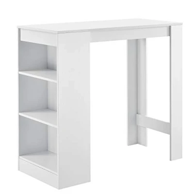 Image of [en.casa] Elegant Bar Table with Cup Holder Shelf for Storing Glasses 110x50x103cm Plywood White