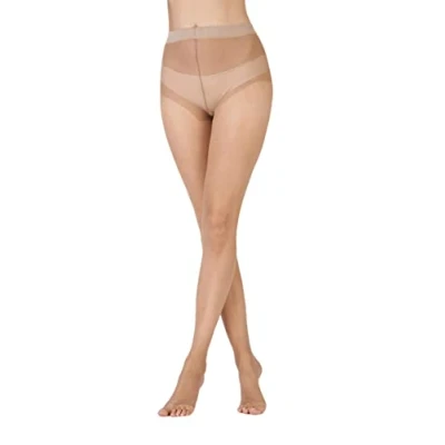 Image of Pretty Polly Women&#039;s Naturals 8d Open Toe Tights, Black (Slightly Sunkissed), S M UK