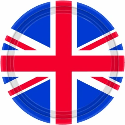 Image of 8 Union Jack Paper Party Plates (23cm){Amscan PPP}