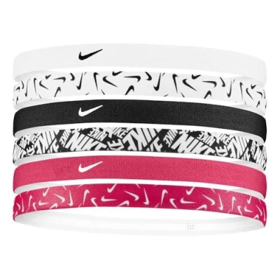 Image of Nike Performance Headbands Printed 6 PACK Other accessories, Women&#039;s, Size: One Size, White/aster pink/black