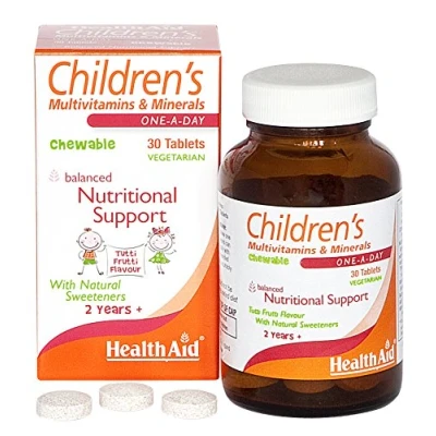 Image of HealthAid Children&#039;s MultiVitamin + Minerals 30 Vegetarian Tablets Count (Pack of 1)
