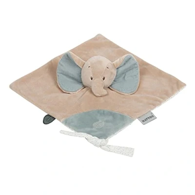 Image of Nattou Comforter Doudou with Ties, 27 x cm, Cuddly Companion, Snuggle Blankie, Security Blanket, 100 Percent Super Soft Polyester, Machine Washable, PETA Approved Vegan, Axel the Elephant