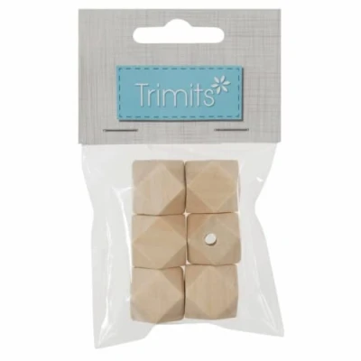 Image of Trimits Macrame Wooden Beads 30mm Geo Cut