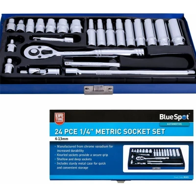 Image of Blue Spot Tools 24 Piece 1/4&quot; Metric Socket Set (4 13MM)