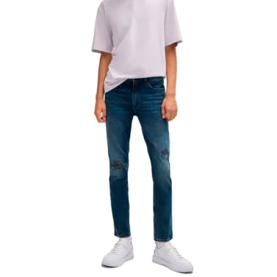 Image of HUGO Men&#039;s 734 Extra Slim Fit Dark Blue Stretch Denim Jeans, blue, 33 W/34 L