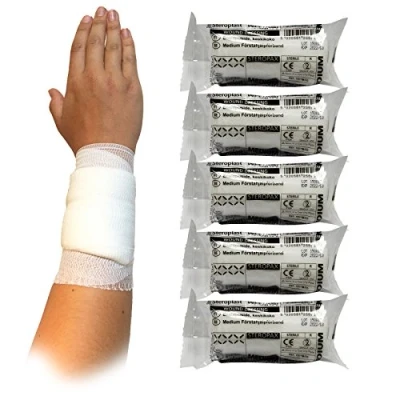 Image of Steroplast Steropax CE Approved Sterile First Aid Bandage Dressings, Medium 12cm x 5 Pack