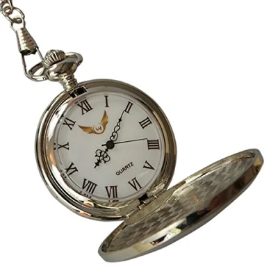 Image of Royal Engineers Pocket Watch Remembrance Day Military British Army Badge Crest Silver with Chain in Wooden Case