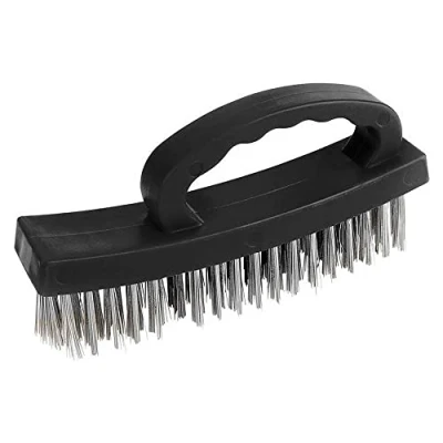 Image of Dekton Soft Grip Wire Brush with Handle Ideal for Preparing Metal Surfaces, Rust &amp; Paint Removal Fine Steel Bristles 4 Rows Curved Design Easy Corner Access Ergonomic