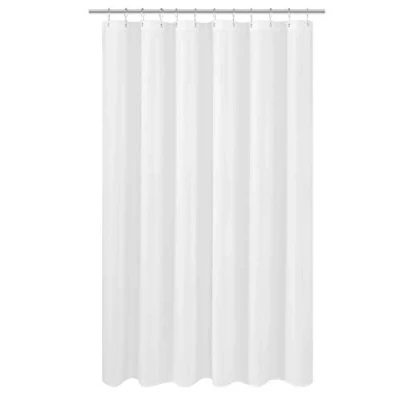 Image of N&amp;Y HOME Extra Long Shower Curtain Liner Fabric 72 x 80 inches, Hotel Quality, Washable, White Spa Bathroom Curtains with Grommets, 72x80