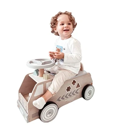 Image of Mamabrum Kids Ride on Car, Wooden Car for Toddlers, Vehicle Kids, Activity Centre Children with Blocks, Toys 2 Year Old, Sit Steering Wheel
