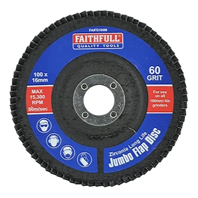 Image of Faithfull FAIFD100M Abrasive Jumbo Flap Disc 100mm x 16mm (4in) MEDIUM