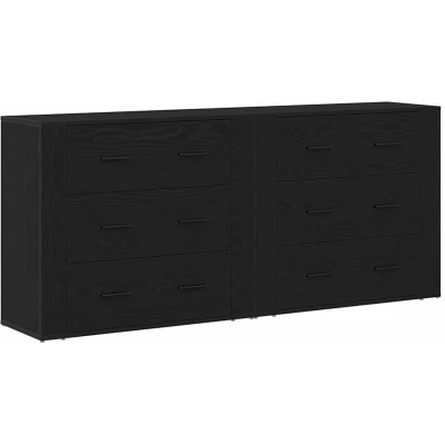 Image of vidaXL Sideboards 2 pcs Black Oak Engineered Wood