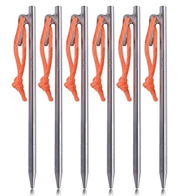 Image of TITO High Strength Titanium alloy tent stakes pegs nail for canopy camping (Pack of 6pcs, 7x200mm)