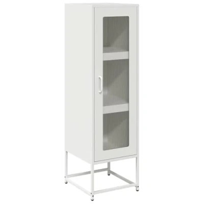 Image of vidaXL Steel Highboard White, Modern Style 36x39x123 cm Versatile Kitchen/Bathroom/Bedroom Cupboard with Ample Storage