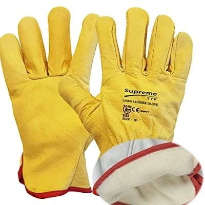 Image of SupremeTTF 2 Pairs Drivers Work gloves Soft Cotton Lined Leather Mens Gardening Constructions (XXL)
